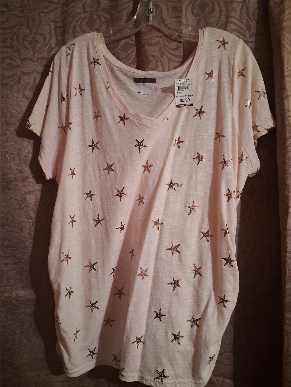 Women’s Cream Short-Sleeve Star Print Tee